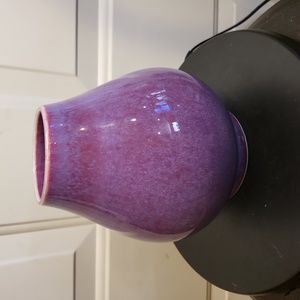 Chinese Plum Flambe Glaze Vase Signed M P w/ Chop Mark